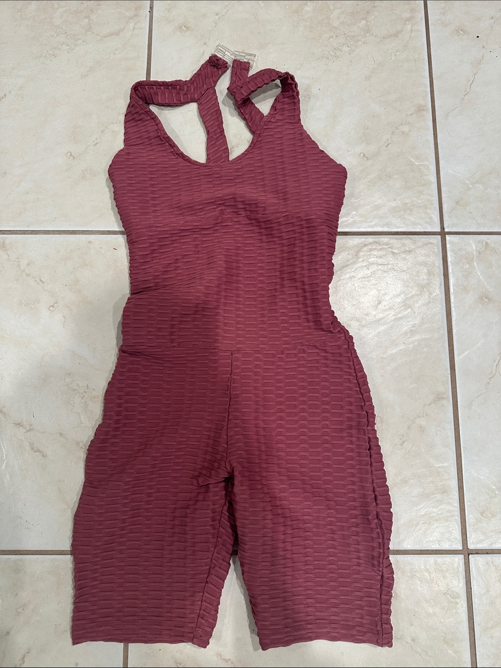 Kids Textured Burgundy One-Piece Romper